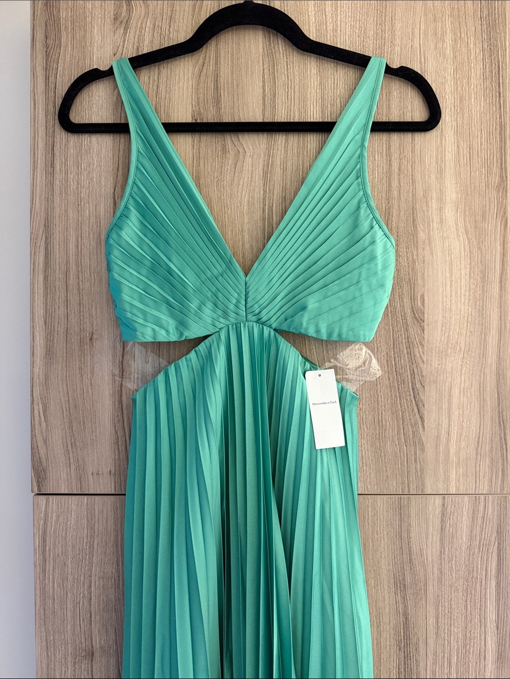 Abercrombie & Fitch Teal Green Pleated Maxi Dress